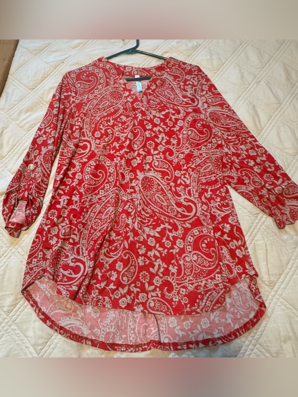 New Dear Scarlett Red Paisley Wrinkle Free Blouse